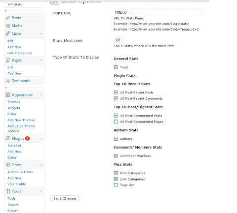 WP-Stats - configuration
