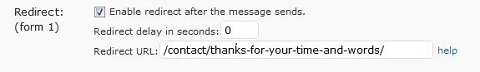 redirection after contact form