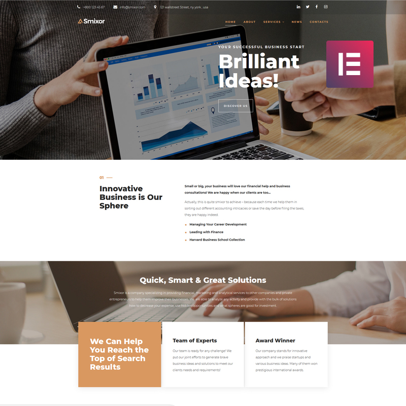 Smixor - Business Multipurpose Modern Elementor WordPress Theme