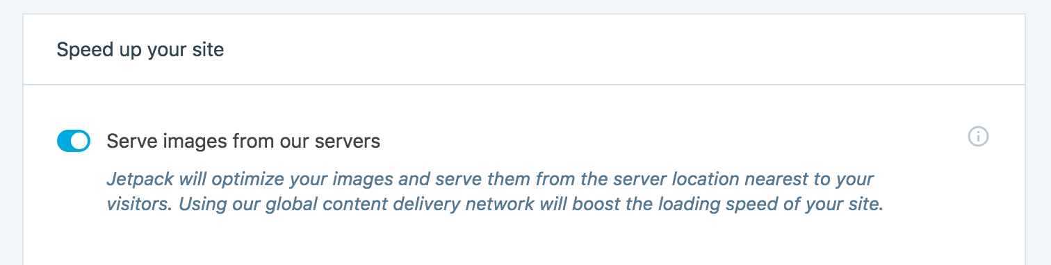 The option for activating the Jetpack Image CDN.