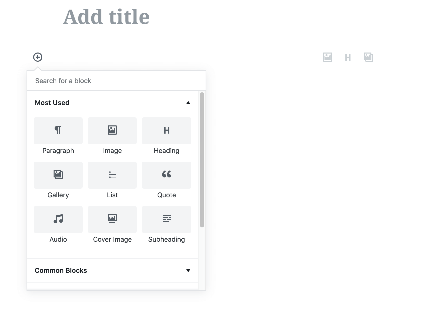 Adding a block in Gutenberg.